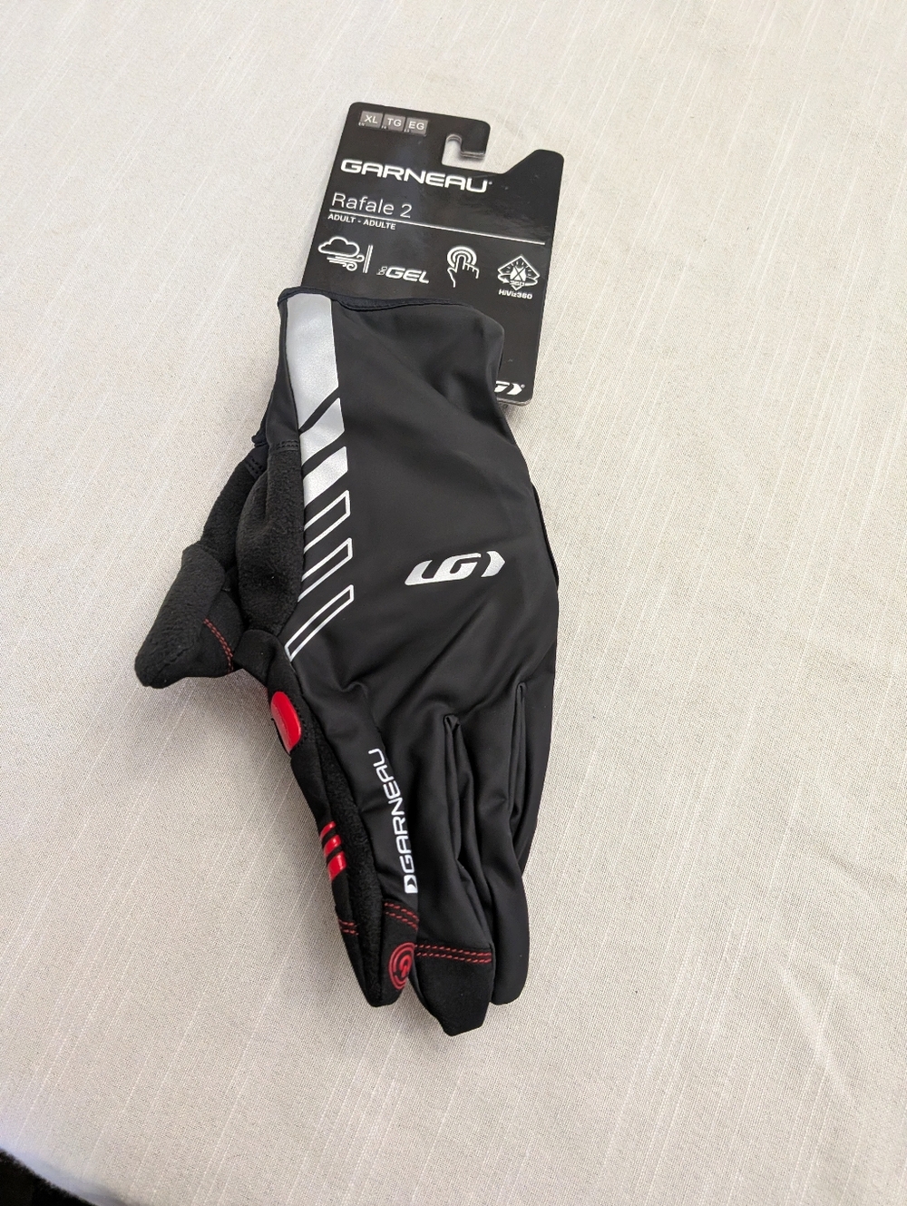 Adult Unisex Garneau Rafale 2 Black Cycling Gloves Size XL